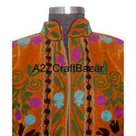 Load image into Gallery viewer, Handmade Breathable Printed Embroidered Floral Women Suzani Jacket Indian Velvet Woven Kimono Robe Long Boho Style Autumn Winter