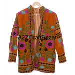Load image into Gallery viewer, Handmade Breathable Printed Embroidered Floral Women Suzani Jacket Indian Velvet Woven Kimono Robe Long Boho Style Autumn Winter