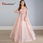 Load image into Gallery viewer, Elegant Dubai Muslim Evening Dress for Women 2026 Long Sleeves Aline V-Neck Lace Wedding Prom Formal Party Gowns Customized