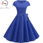 Load image into Gallery viewer, Women Summer Dresses Robe Vintage 1950s 60s Pin Up Big Swing Party Work Wear Rockabilly Dress White Polka Dot Vestidos
