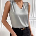 Load image into Gallery viewer, 2026 Amazon European and American Cross-Border Women's Clothing Satin Suit Sleeveless Elegant Commuter Vest Base Top