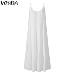 Load image into Gallery viewer, 2024 Summer European and American New Ruffled Solid Color Long Dress Sleeveless Loose Thin Shoulder Strap Dress Summer dress