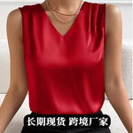 Load image into Gallery viewer, 2026 Amazon European and American Cross-Border Women's Clothing Satin Suit Sleeveless Elegant Commuter Vest Base Top
