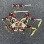 Load image into Gallery viewer, ins European and American cross-border fashion embroidered butterfly stitching metal crystal ornaments ultra-short sling