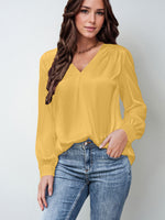 Load image into Gallery viewer, 2026 Amazon Hot-Selling Women's Clothing Satin Pleated Long-Sleeve Top V-Neck Casual Loose Satin Commuter Shirt