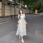 Load image into Gallery viewer, Gentle Floral Dress for Women, Summer 2026 New Chiffon Seaside Vacation First Love Dress, Puff Sleeve Long Dress