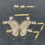 Load image into Gallery viewer, ins European and American cross-border fashion embroidered butterfly stitching metal crystal ornaments ultra-short sling
