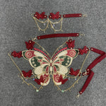 Load image into Gallery viewer, ins European and American cross-border fashion embroidered butterfly stitching metal crystal ornaments ultra-short sling