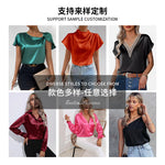 Load image into Gallery viewer, 2026 Spring Solid Color Satin Imitation Silk Irregular Off-Shoulder One-Neck Pullover Sleeveless Shirt for Women European and American Fashion