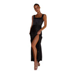 Load image into Gallery viewer, AliExpress Amazon Europe and the United States cross-border women's new solid color high-end sense satin high waist backless sexy dress