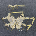 Load image into Gallery viewer, ins European and American cross-border fashion embroidered butterfly stitching metal crystal ornaments ultra-short sling