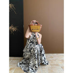 Load image into Gallery viewer, French Ink Print Sling dress Summer 2024 New Elegant Cool Beach Seaside Holiday Midi Dress