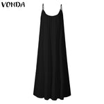 Load image into Gallery viewer, 2024 Summer European and American New Ruffled Solid Color Long Dress Sleeveless Loose Thin Shoulder Strap Dress Summer dress