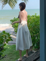 Load image into Gallery viewer, Sanya Travel Wear Internet Popular Sling Backless dress Summer Slim White Fairy Dress Seaside Holiday Beach Dress