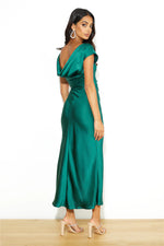 Load image into Gallery viewer, European and American Cross-Border Women's Clothing New Solid Color High-End Satin Slim One-Shoulder Sexy Backless Fishtail Dress
