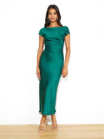 Load image into Gallery viewer, European and American Cross-Border Women's Clothing New Solid Color High-End Satin Slim One-Shoulder Sexy Backless Fishtail Dress
