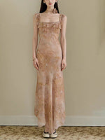 Load image into Gallery viewer, Midsummer Oil Painting Series & High-set Oblique Cut Mid-length French Printed Sling dress