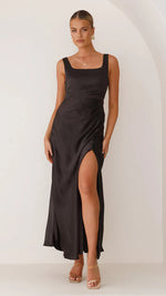 Load image into Gallery viewer, AliExpress Amazon Europe and the United States cross-border women's new solid color high-end sense satin high waist backless sexy dress
