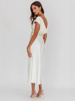 Load image into Gallery viewer, European and American Cross-Border Women's Clothing New Solid Color High-End Satin Slim One-Shoulder Sexy Backless Fishtail Dress