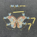 Load image into Gallery viewer, ins European and American cross-border fashion embroidered butterfly stitching metal crystal ornaments ultra-short sling
