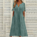 Load image into Gallery viewer, New women's dress, with slits and open V-neck, lace ruffles, elegant mid-length women's casual party dress