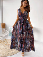 Load image into Gallery viewer, Women's Print Dress Fashion V-Neck Sleeveless High Waist Loose Dresses Robe Femme Casual Party Holiday Dresses For Women Summer