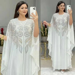 Load image into Gallery viewer, Muslim Dress for Women Loose Batwing Sleeved Beaded Long Abaya Dress Kaftan Abayas Islamic Robe Two Piece Set
