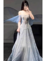 Load image into Gallery viewer, Blue Evening Dress For Women 2025 New High-End Sense Of Style Coming-of-Age Dress High-End Light Luxury Annual Meeting Art Exam