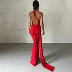 Load image into Gallery viewer, Womens Elegant Evening Party Cocktail Long Dress Sexy Backless Open Back Ruched Slim Bodycon Formal Wedding Guest Maxi Dress