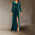 Load image into Gallery viewer, Velvet Dress for Women 2025 Autumn Winter New V-neck Slim Twist High Waist Evening Dress Sexy Solid Color Pleated A-line Dresses