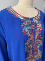 Load image into Gallery viewer, Ramadan Islamic Modest Abaya Dress for Women Ethnic Colorful Embroidery Morocco Casual Round Neck Long Robe Elegant Dubai Muslim