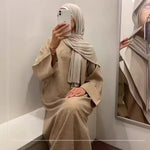 Load image into Gallery viewer, 2025 Ramadan Eid Djellaba Plain Modest Muslim Dress Dubai Abaya Turkey Kaftan Kebaya Arabic Robe Women Islam Jalabiya Vestidos