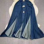 Load image into Gallery viewer, Denim Dress Women Long Dresses Turn Down Collar Sleeveless Party Club Hollow Out Jeans High Waist Slim Single Breasted Vestidos