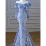 Load image into Gallery viewer, Woman's Dress High Dress Off-Shoulder Blue Evening Dress Light Luxury Niche Mermaid Sequin Host Elegant Party Dresses Vestidos
