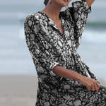 Load image into Gallery viewer, Women Dresses Summer V Neck Tied Rope Loose Casual Dress Half Sleeve Printing Sundress Boho Dress Beach Vacation Short Dress