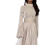 Load image into Gallery viewer, Muslim Modest Dress for Women Lace Up Pleated Long Dresses Jalabiya Ramadan Morocco Dubai Kaftan Islam Vestidos Arab Robe Abayas