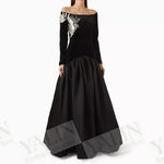 Load image into Gallery viewer, Women's A-line Evening Dresses Floor-length Off The Shoulder Full Sleeve Prom Dresses Fashion Sequined Draped Customized Gowns