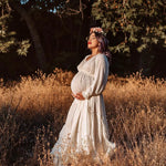 Load image into Gallery viewer, Photography Dress For Women Comfortable Linen Cotton Long Sleeved V-neck Dress Maternity Dresses For Photo Shoot Dress
