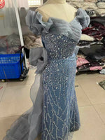 Load image into Gallery viewer, Woman's Dress High Dress Off-Shoulder Blue Evening Dress Light Luxury Niche Mermaid Sequin Host Elegant Party Dresses Vestidos