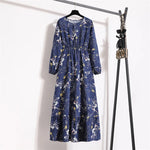 Load image into Gallery viewer, Women Long Dresses Spring Summer Casual Full Sleeve Floral geometry Printed O neck Woman Bohe Beach Party Dress Mujer Vestidos