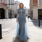 Load image into Gallery viewer, Elegant Muslim Evening Dress for Women 2026 Luxury Dubai High Neck Long Sleeves Beads Formal Prom Wedding Party Gowns Customized