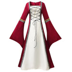 Load image into Gallery viewer, Women’s Medieval Costume Halloween Fashion Dress Vintage Full-Skirted Long-Sleeved Dress Lace-Detail Party and Casual Dress