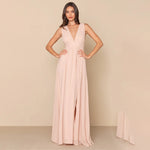 Load image into Gallery viewer, Evening Dresses Women's Formal Evening Gowns V Neck Sleeveless Draped High Slit Elegant Prom Party Gown Vestidos De Fiesta