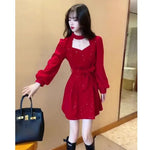Load image into Gallery viewer, Velvet Dress for Women in Autumn and Winter 2025 New Goddess Style Fashion V-neck Long-sleeved Atmosphere Christmas