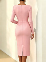 Load image into Gallery viewer, Banquet Dress for Women Elegant Sweet 3D Flower Ruched Bodycon Midi Robe Female Party Prom Vestidos Evening Gown Lady