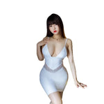 Load image into Gallery viewer, Women Sexy Bodycon Dresses Lace Deep V Erotic Lingerie Low Cut Tight Pu Leather Hip Dress Night Club Fantasy Erotic Wear