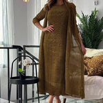Load image into Gallery viewer, Womens Dresses Fashion 2025 Pleated Clothing Womens 2 Piece Outfit Two Piece Sets Metallic Fabrics Casual Long Dresses
