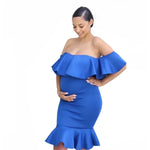 Load image into Gallery viewer, Maternity's Women Clothes Pregnancy Dresses Evening Solid Ruffles Off The Shoulder Maternity Dress Photography Summer Clothing