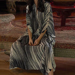 Load image into Gallery viewer, Women's Dress Fashion Beach Vacation Striped Printed Robe 2023 Summer New Casual Vintage Loose Waist V-Neck Long Dresses Female