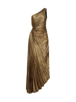 Load image into Gallery viewer, Women's Dresses Sexy Symmetrical Hollow Pleats Long Dress Ladies Fashion Slanted Neck High Waist Party Dress Elegant Solid Dress